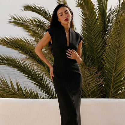 Deep V Midi Dress for Evenings & Events
