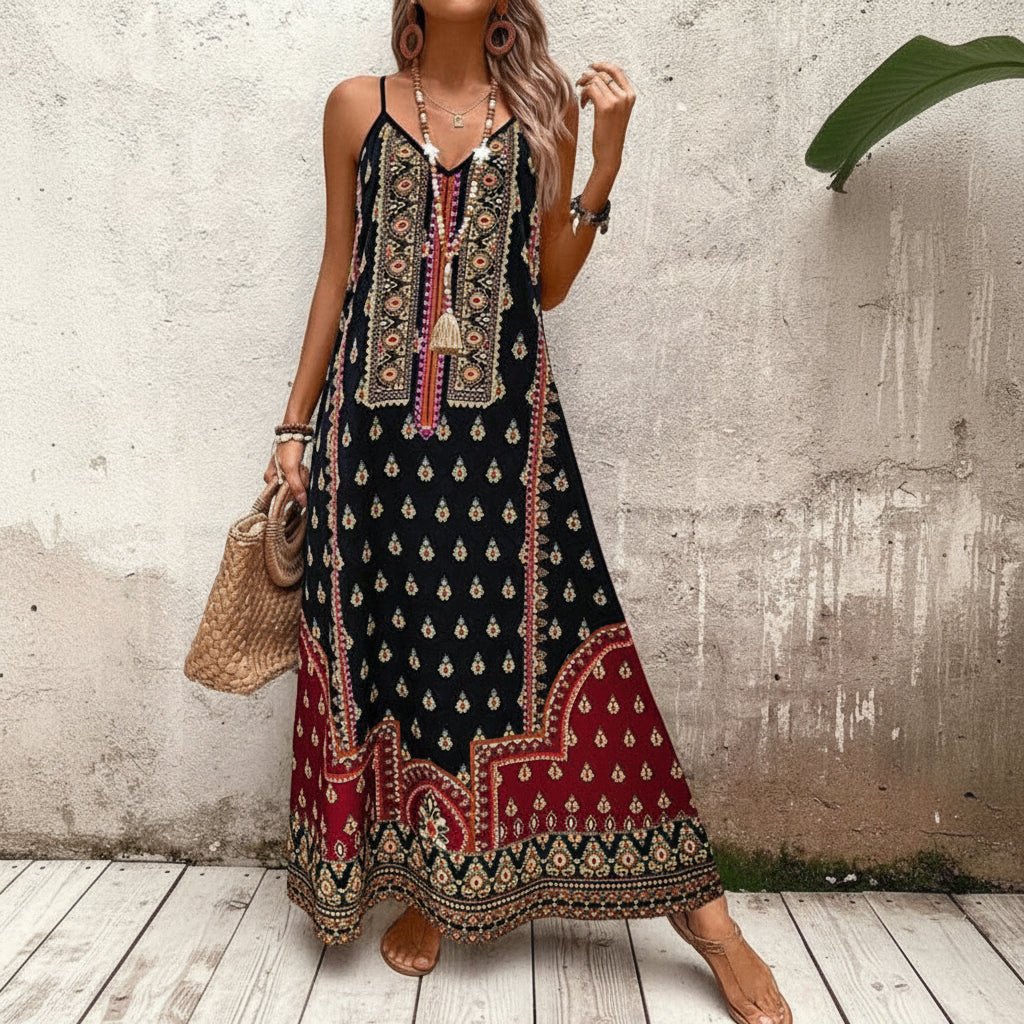 Vestido maxi relajado de cebra