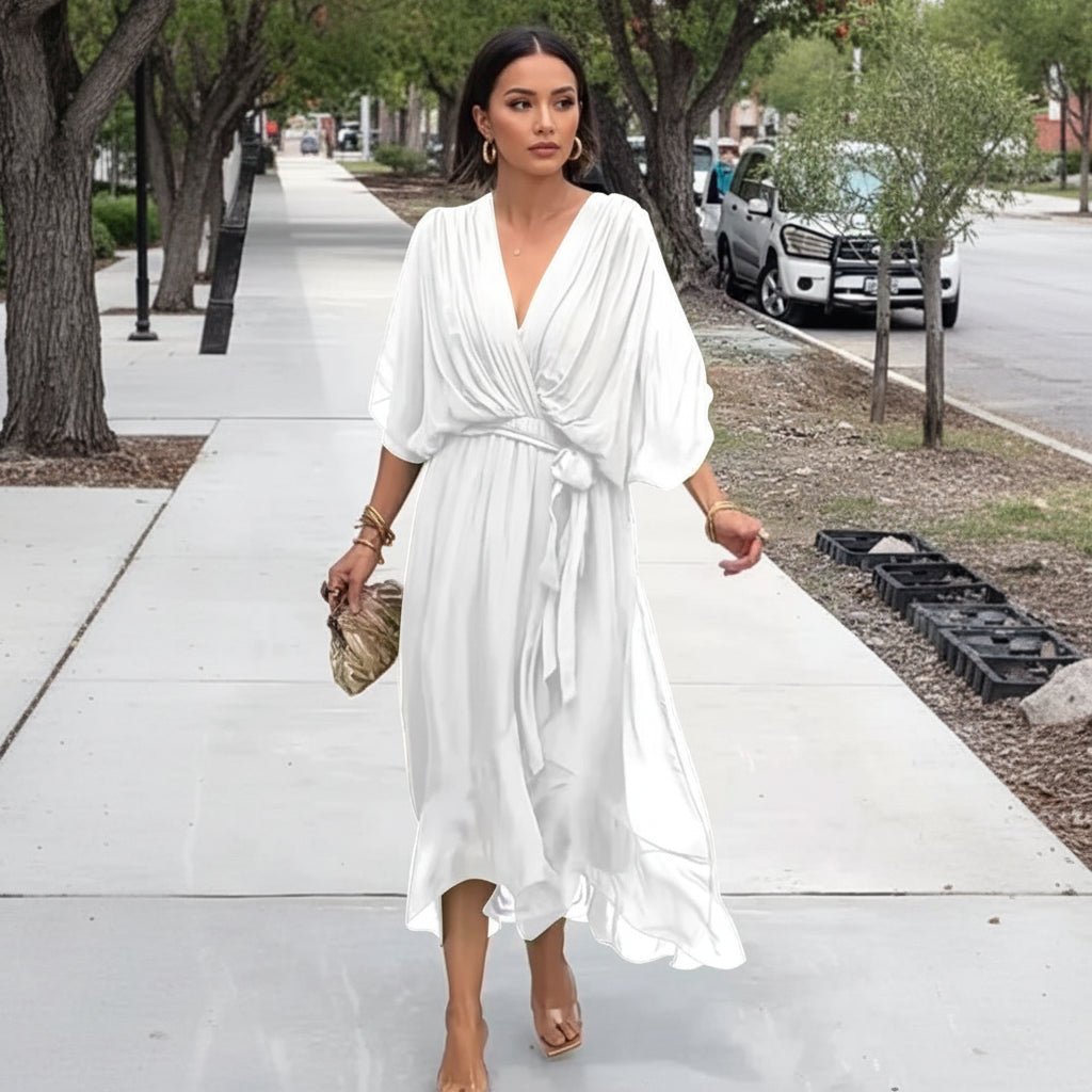 GraceFlow Tie Waist Midi Dress
