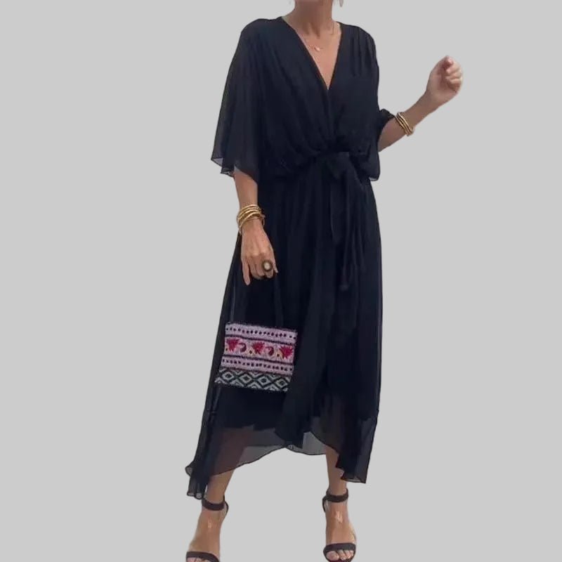 GraceFlow Tie Waist Midi Dress