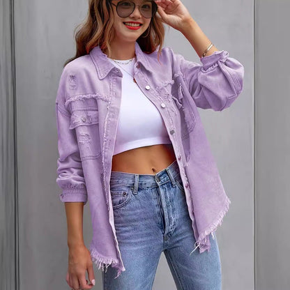 Frayed Purple Denim Jacket