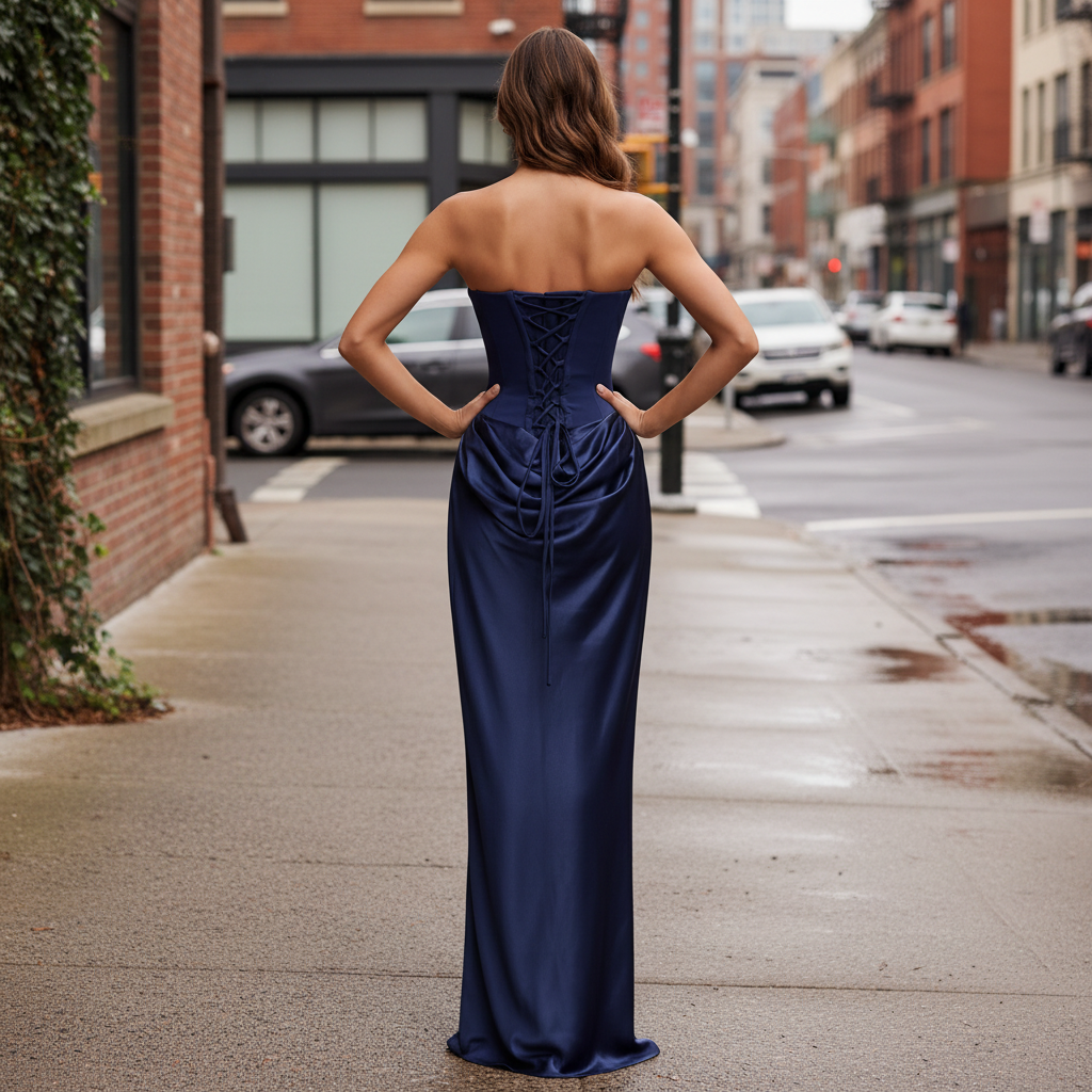 Geformtes trägerloses Maxikleid