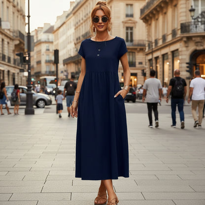 Elegant Short Sleeve Maxi Dress