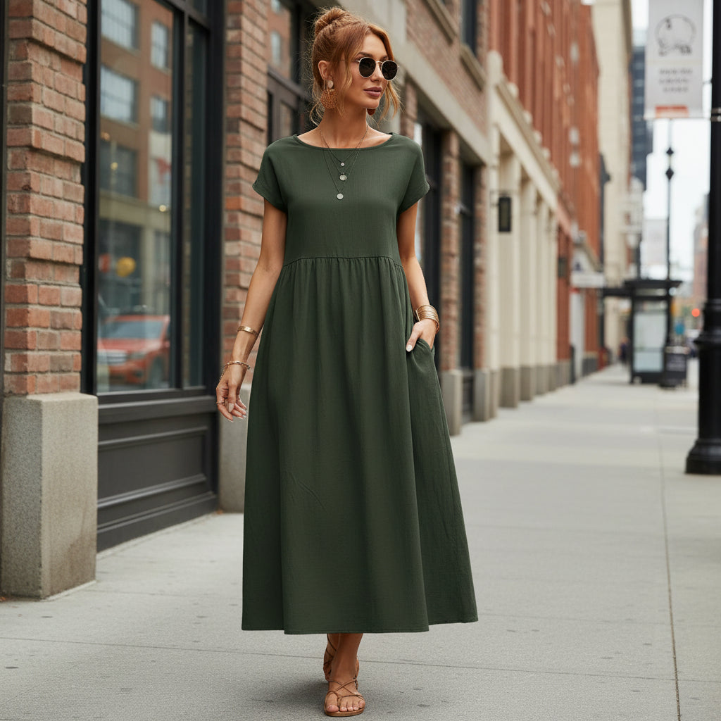 Elegant Short Sleeve Maxi Dress