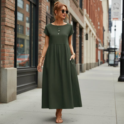 Elegant Short Sleeve Maxi Dress