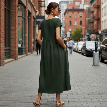 Elegant Short Sleeve Maxi Dress