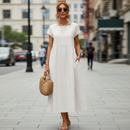 Elegant Short Sleeve Maxi Dress