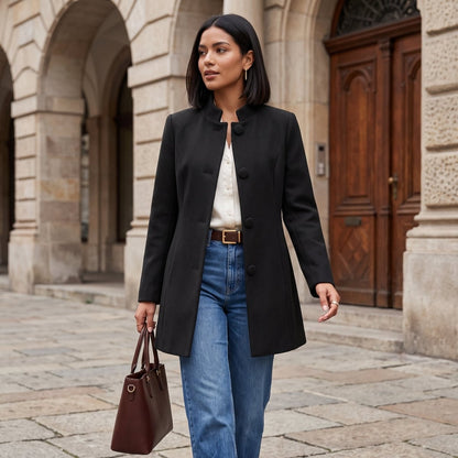 Eleganter, offener, langer, taillierter Blazer