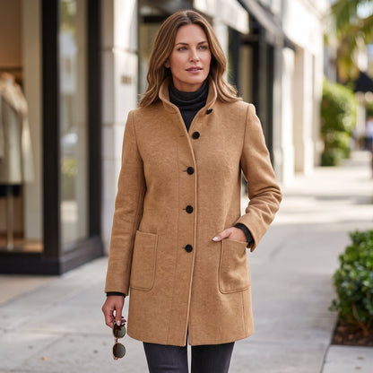 Classic Button Front Longline Collared Coat