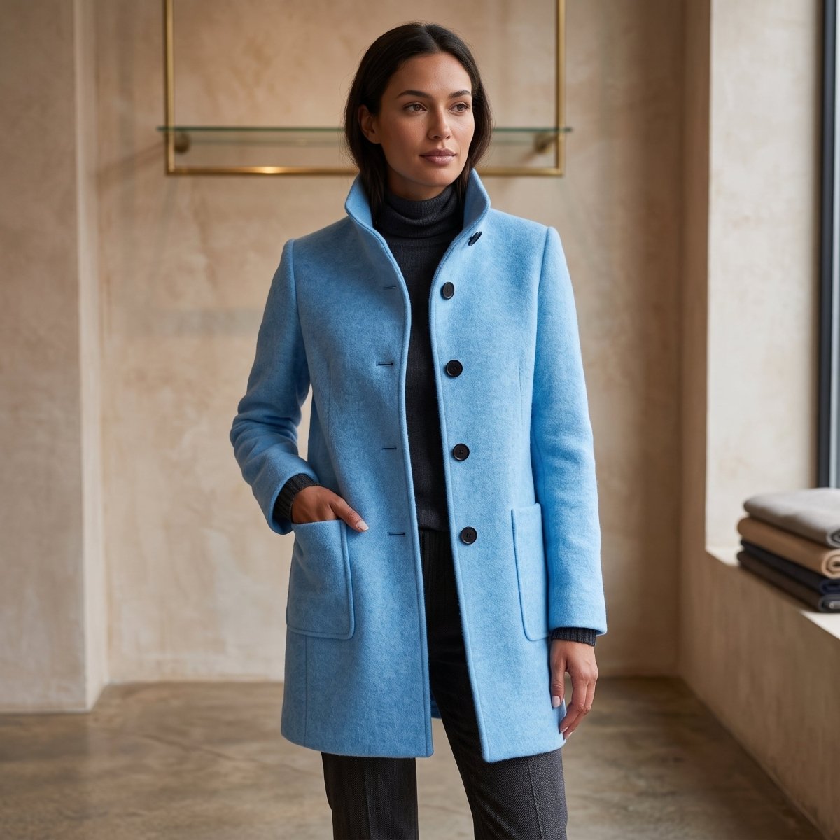 Classic Button Front Longline Collared Coat