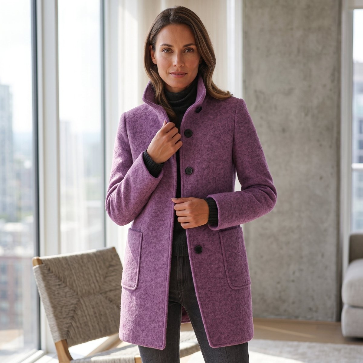 Classic Button Front Longline Collared Coat