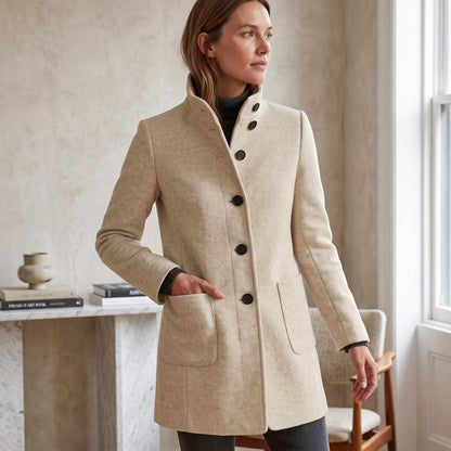 Classic Button Front Longline Collared Coat