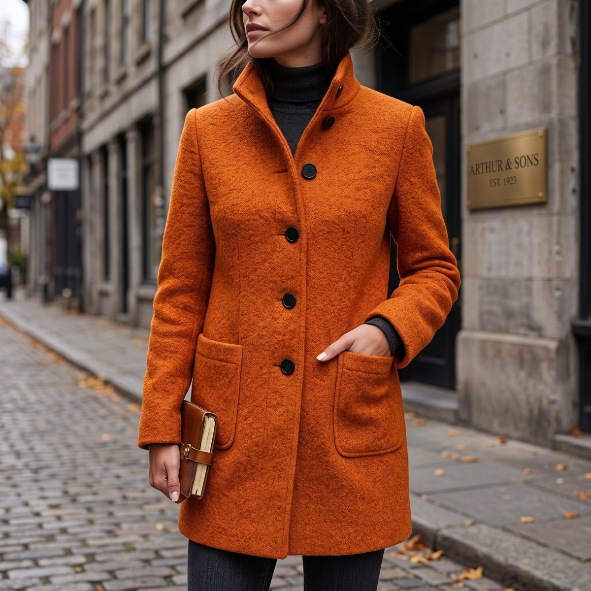 Classic Button Front Longline Collared Coat