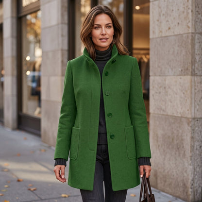 Classic Button Front Longline Collared Coat