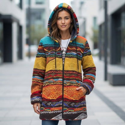 Bedruckte lässige Jacke mit Kapuze und Reißverschluss