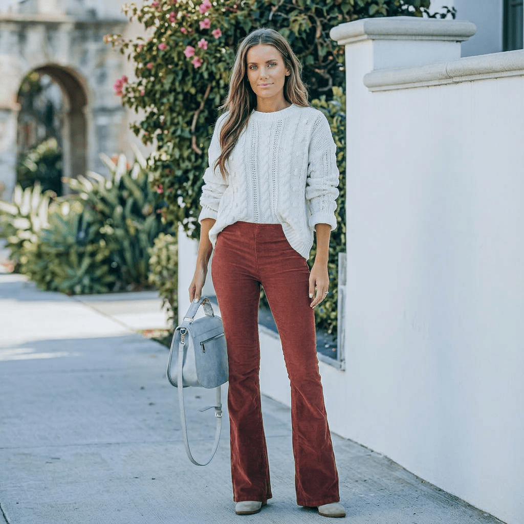 Lola | Women's Corduroy Flare Trousers with High Waist