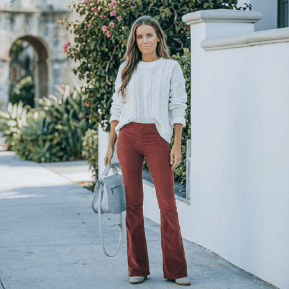 Lola | Women's Corduroy Flare Trousers with High Waist