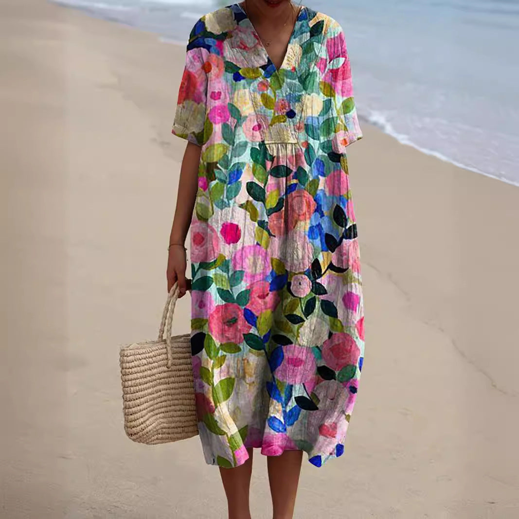 Floral V-Neck Maxi Dress