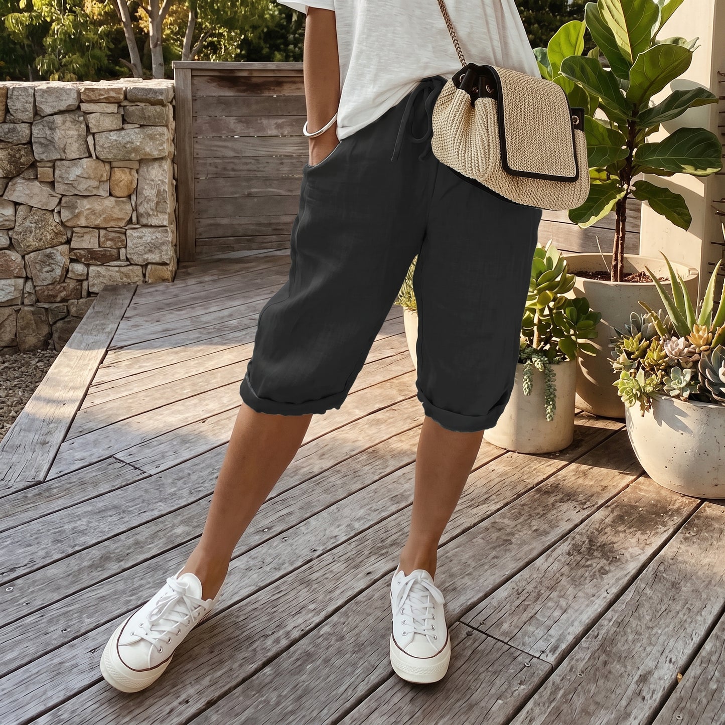 Pantalones casuales Capri para comodidad diaria
