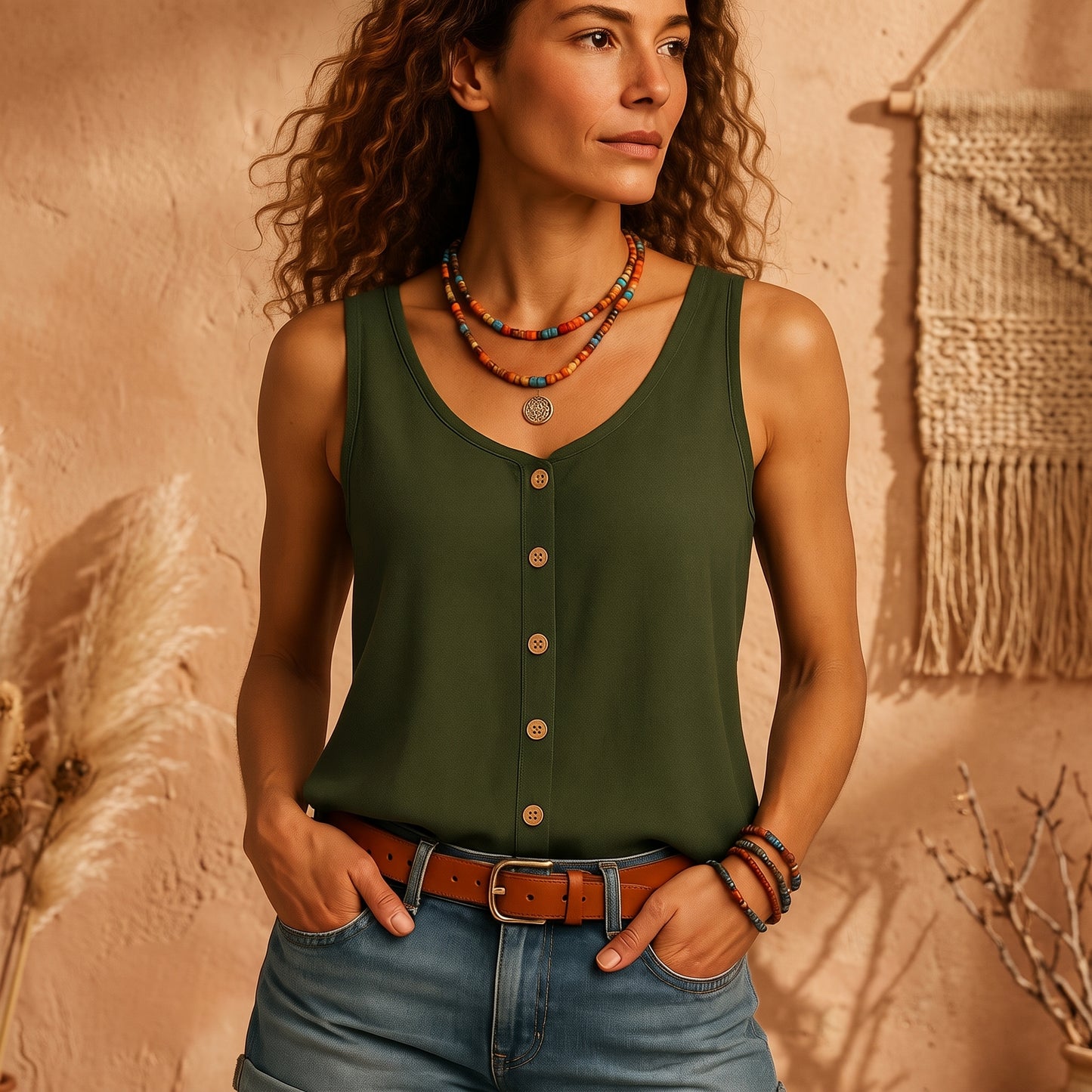 Top de verano fresco con escote en V