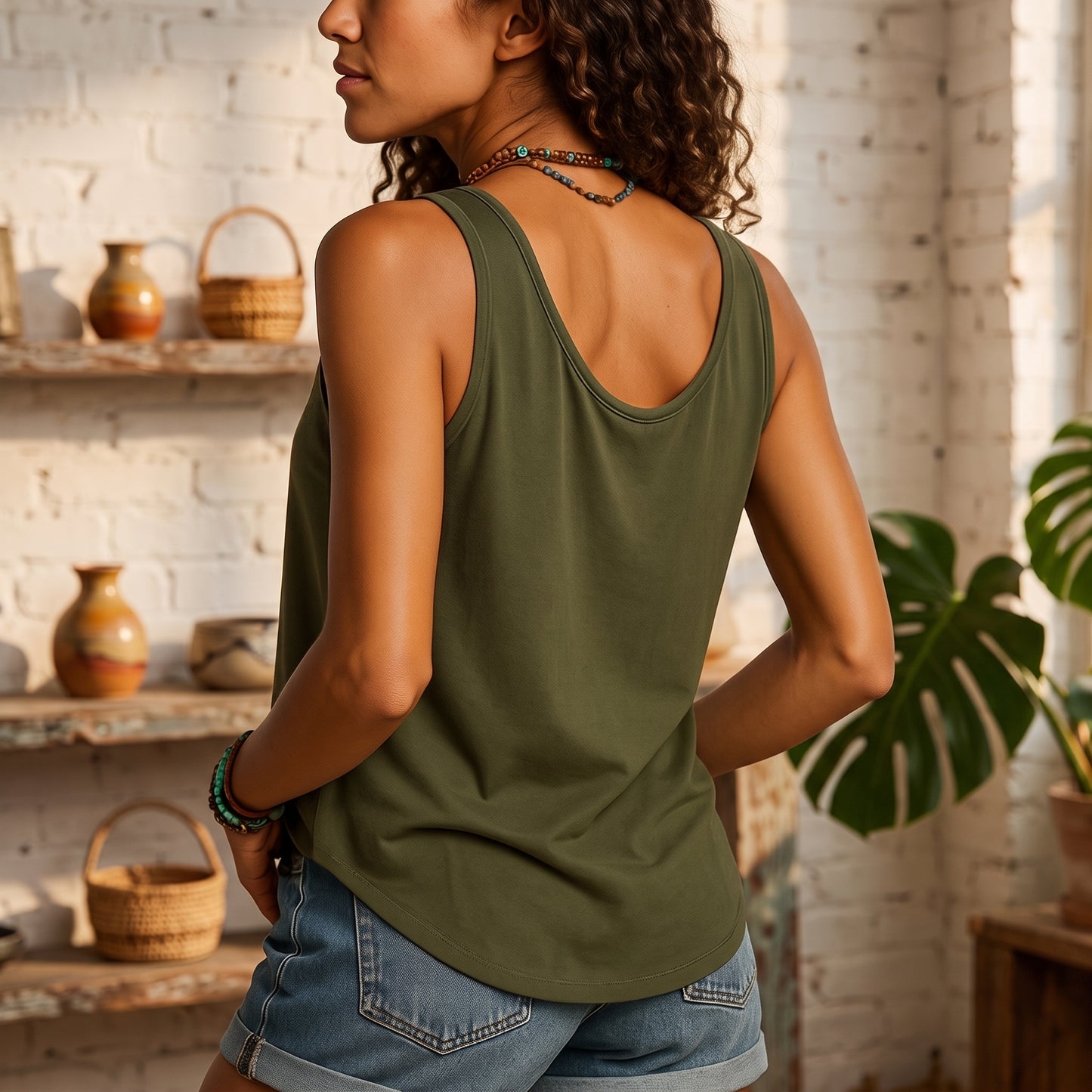 Top de verano fresco con escote en V