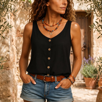 Top de verano fresco con escote en V