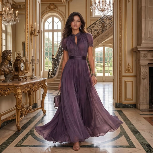 Graceful Pleated Formal Maxi Dress
