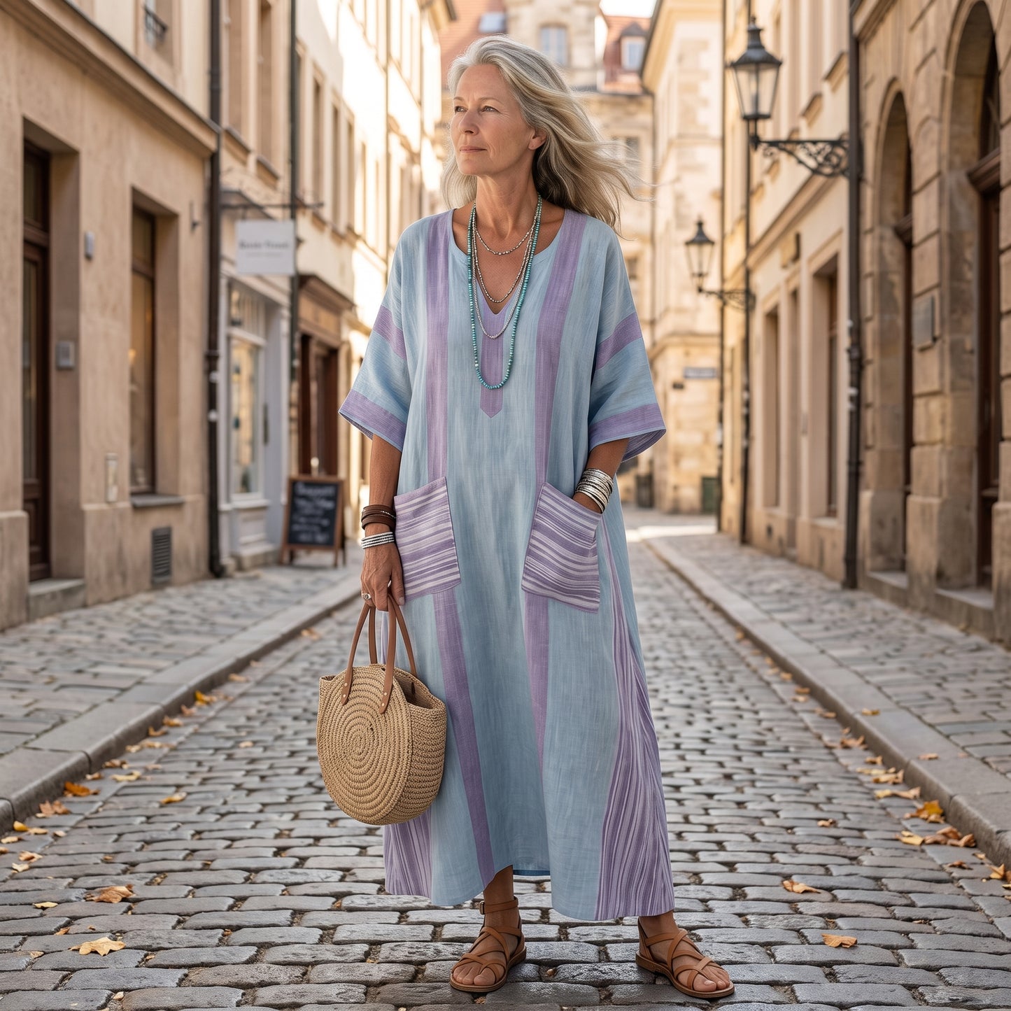 Flowing Pocket Midi Casual Dress