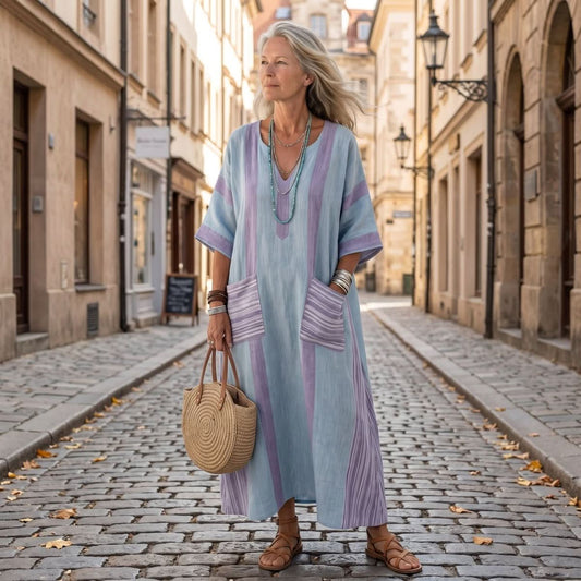Flowing Pocket Midi Casual Dress
