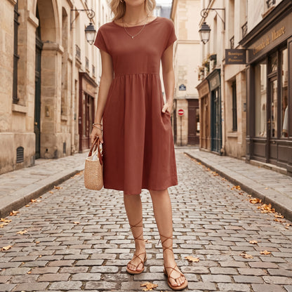 Elegant Side Pocket Midi Dress
