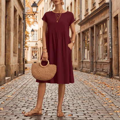 Elegant Side Pocket Midi Dress