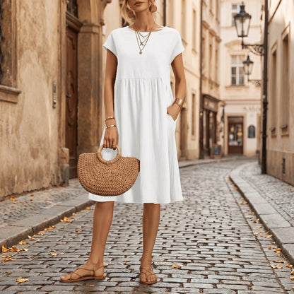 Elegant Side Pocket Midi Dress