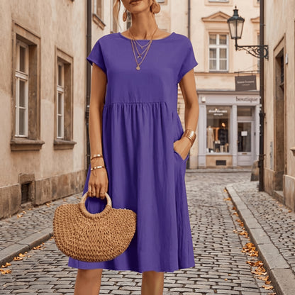 Elegant Side Pocket Midi Dress