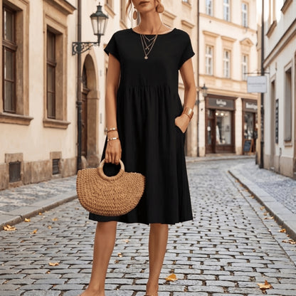 Elegant Side Pocket Midi Dress
