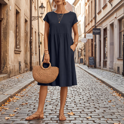 Elegant Side Pocket Midi Dress