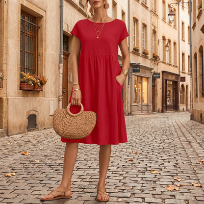 Elegant Side Pocket Midi Dress