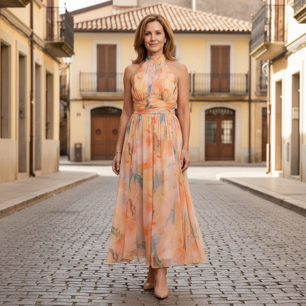 Sleeveless Cut Floral Midi Dress