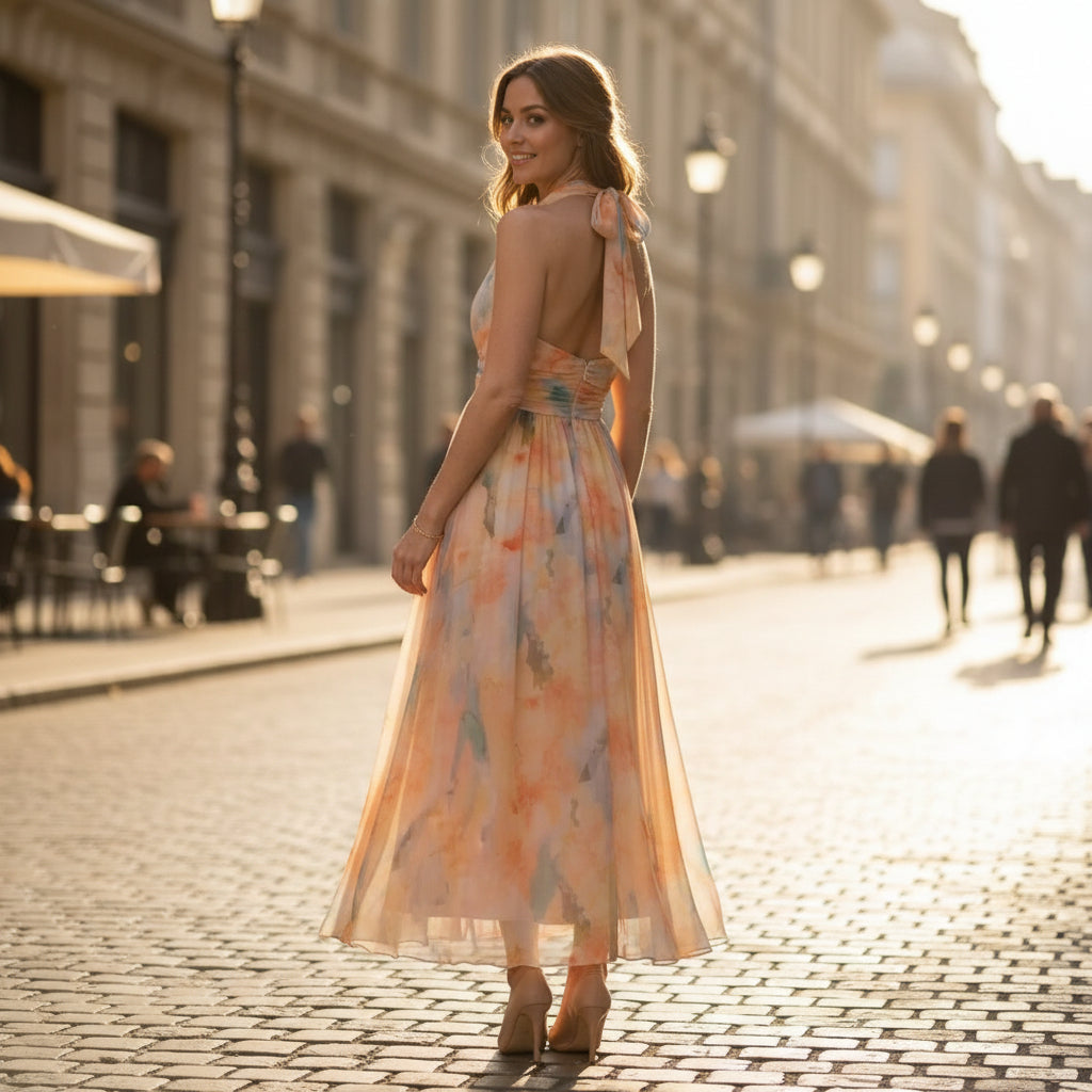 Sleeveless Cut Floral Midi Dress
