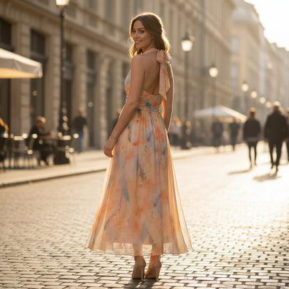 Sleeveless Cut Floral Midi Dress
