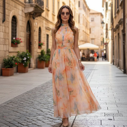 Sleeveless Cut Floral Midi Dress