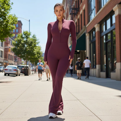 Active Zip Jumpsuit for Yoga and Daily Wear