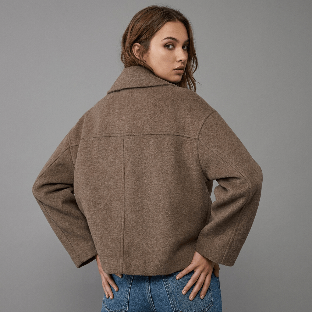 Maren | Women's Double-Breasted Short Coat with Lapel Collar