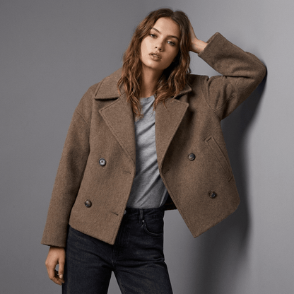 Maren | Women's Double-Breasted Short Coat with Lapel Collar