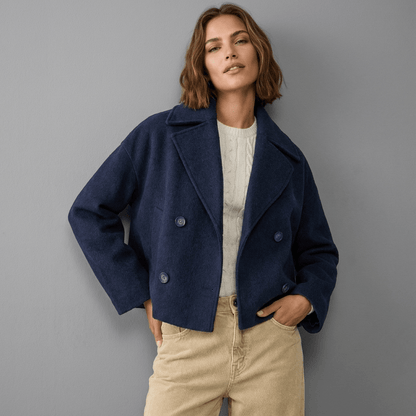 Maren | Women's Double-Breasted Short Coat with Lapel Collar