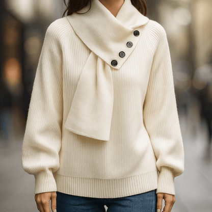 Detachable Awl Collar V-neck Long Sleeves  Sweater