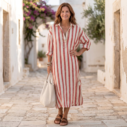 Striped Relaxed Shirt Maxi Dress