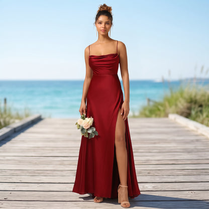 High Slit Square Neck Maxi Dress