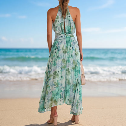 Halter Neck Printed Maxi Dress
