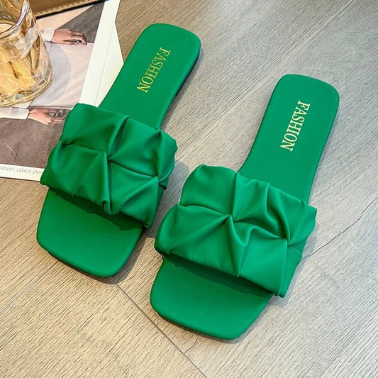 Pleated Summer Flip Flops Sandals