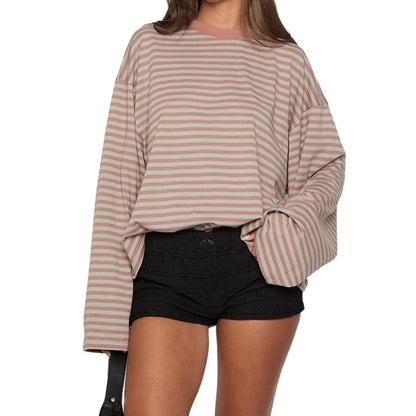 Relaxed Striped Drop Shoulder Top